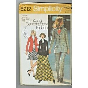 Simplicity 5212 Size 12 Bust 34 Womens Suit Pants Dress Vintage Pattern Jacket
